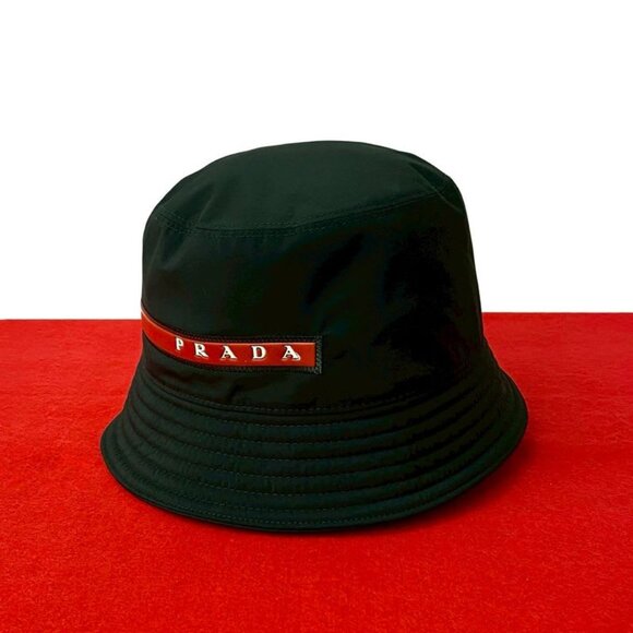 Prada Sports Logo Cotton Bucket Hat Accessory L Black 84155 main image 6